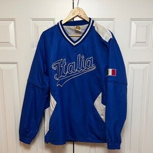 Italy Baseball Pullover Windbreaker Batting Practice Jacket Large